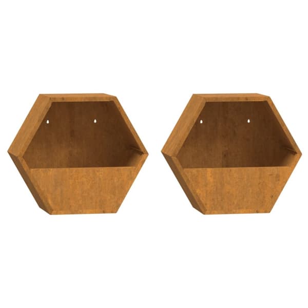 Odlingslådor för vägg 2 st rosttrögt stål 30x10x25 cm