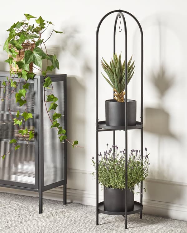Plantestativ Svart Jern 35 x 160 cm Innendørs Metall Blomsterpotte Moderne Industriell Stående Planter
