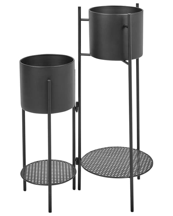 Plantestativ sort jern indendørs metal blomsterpotte moderne industriel stående planter