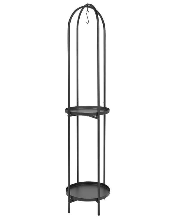 Plantestativ sort jern 35 x 160 cm indendørs metalblomsterkrukke moderne industriel stående planter