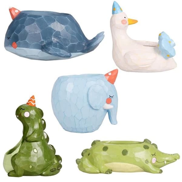 Blomkruka - olika Dino djurdesigner