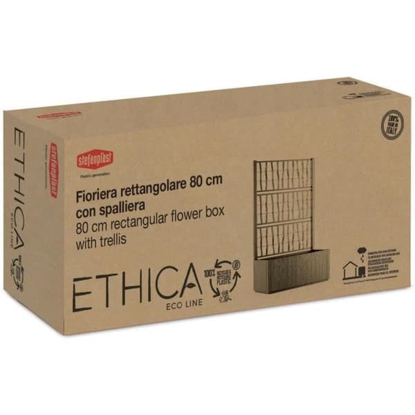 Ethica rektangulär blomlåda 80 cm med grön spaljé