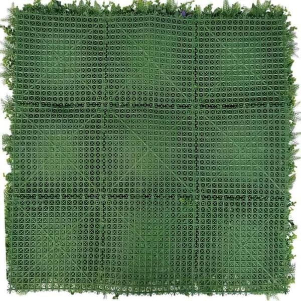 Konstgjord grön vägg röd blomma - 100 x 100 cm