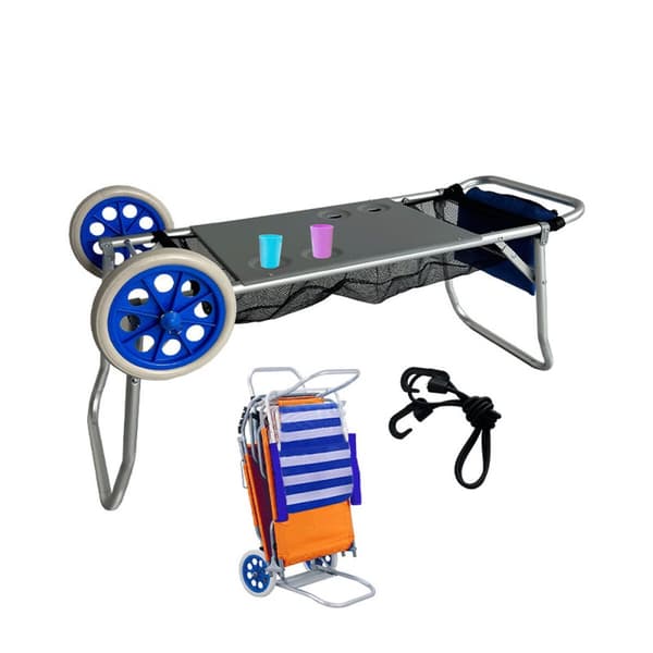 Marbueno Sittvagn Aluminium Konvertibel Bord Indragbar Camping och Strand 108X51X51 cm 10361