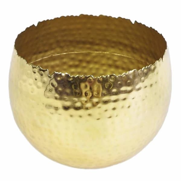 Jardiniere - Löv blomlåda - LEAF-7307 - Stor hamrad metallkruka 22 x 17 cm Böjd kant 22 x 17 cm