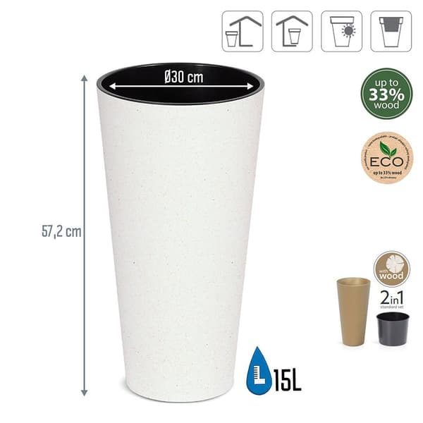 Prosperplast Blomsterkrukke 15l Tubus Slim Eco Collection 30x30x57.2 Cm Transparent