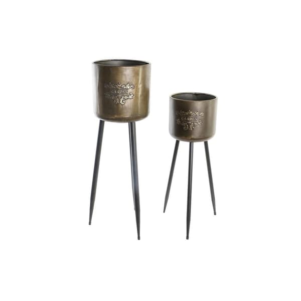 Grydesæt DKD Home Decor Sort Champagne Metallic Metal Loft 30 x 40 cm 25 x 25 x 80,5 cm (2 enheder)
