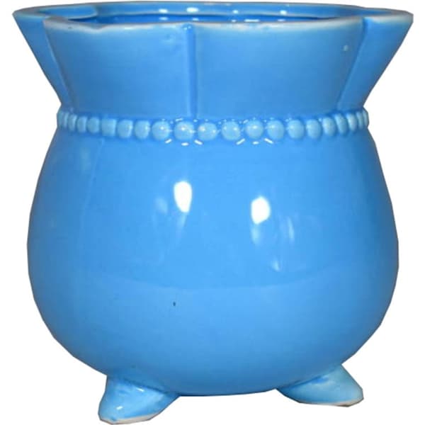 Turkos keramik blomfodral 11x11 cm med delikat dekoration