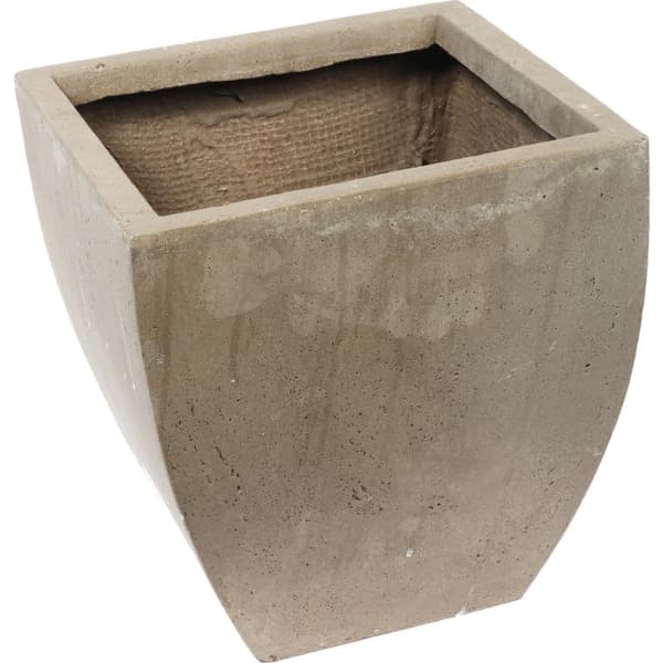 Grå och beige trapetsformad blomkruka av slitstarkt material