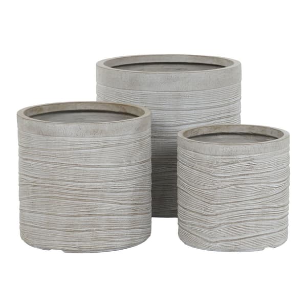 Sett med blomsterpotter Home ESPRIT Beige Fiberglass Magnesium 44,5 x 44,5 x 44 cm (3 enheter)