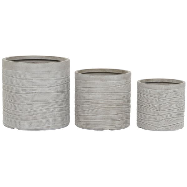 Sett med blomsterpotter Home ESPRIT Beige Fiberglass Magnesium 44,5 x 44,5 x 44 cm (3 enheter)