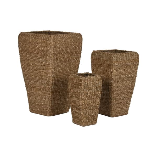 Sæt af planteredskaber Home ESPRIT Natur Metal Naturlig fiber 40 x 40 x 70 cm (3 Dele)