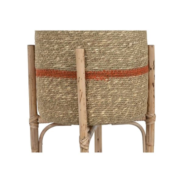Sett med blomsterpotter Home ESPRIT Naturell Jute Treverk av mangotre 26 X 26 X 67 cm (2 Deler)