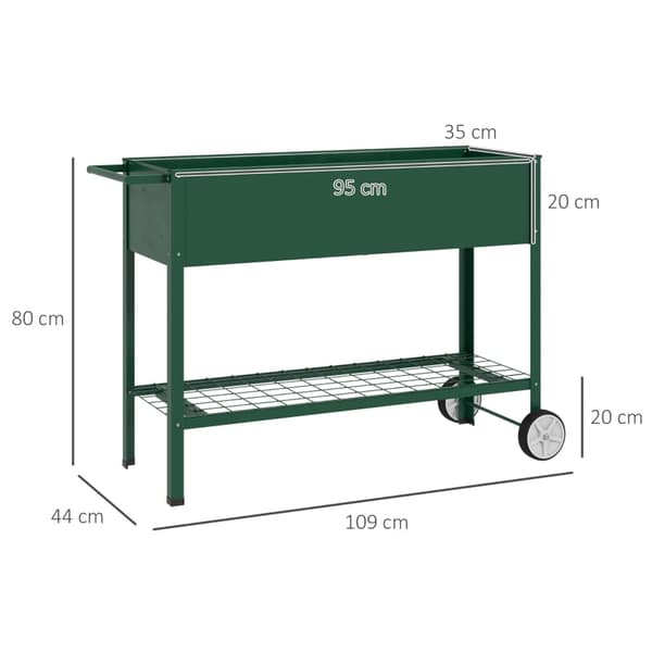 Rootz Højhaveseng - Forhøjet plantekasse - Metalplantepotte - Rygvenligt design - 109 cm x 44 cm x 80 cm
