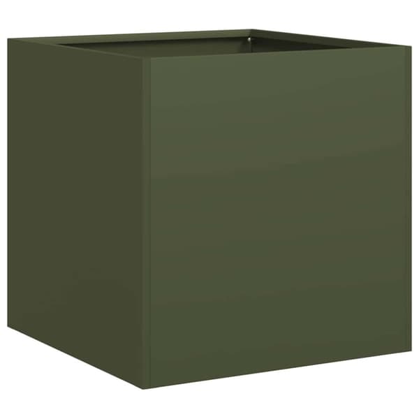 vidaXL Plantekasse olivengrønn 40x40x40 cm kaldvalset stål