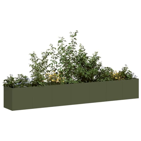vidaXL plantekasse olivengrøn 280x40x40 cm koldvalset stål
