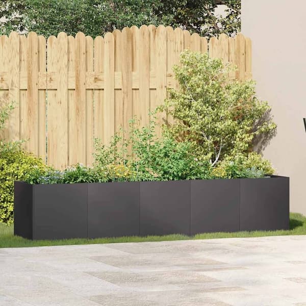 vidaXL plantekasse sort 200x40x40 cm koldvalset stål