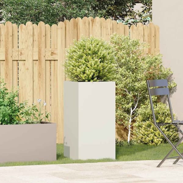 vidaXL plantekasse hvid 40x40x80 cm koldvalset stål