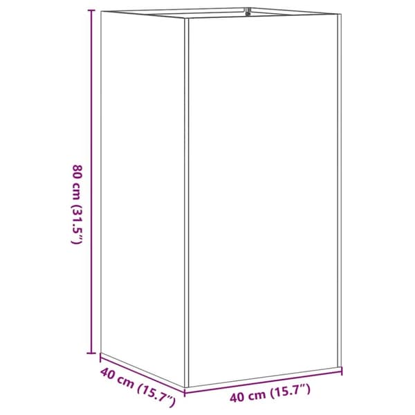 vidaXL plantekasse hvid 40x40x80 cm koldvalset stål
