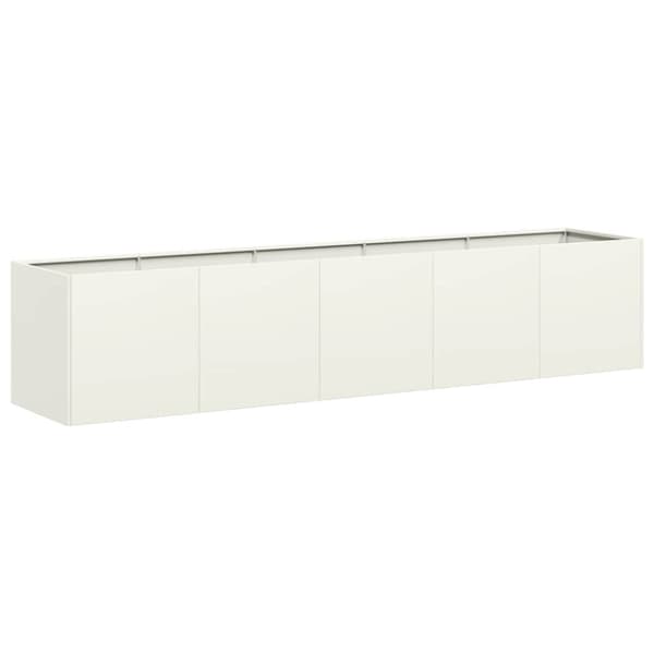 vidaXL Plantekasse hvit 200x40x40 cm kaldvalset stål