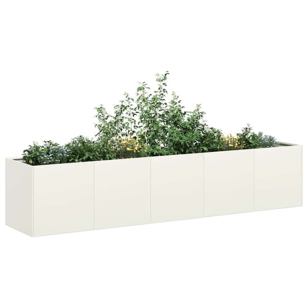 vidaXL Plantekasse hvit 200x40x40 cm kaldvalset stål