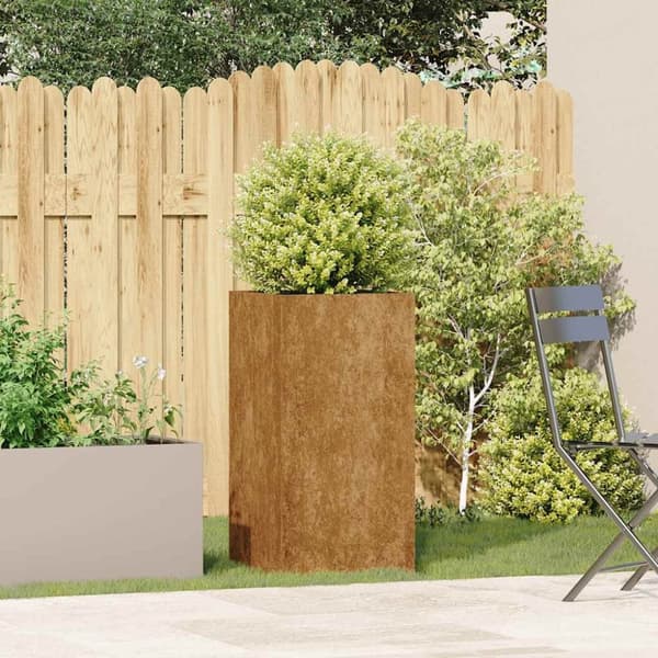 vidaXL Planteringskärl rostig 40x40x80 cm väderbeständigt stål