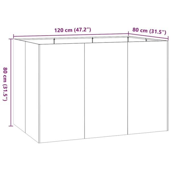 vidaXL Kukkalaatikko valkoinen 120x80x80 cm teräs
