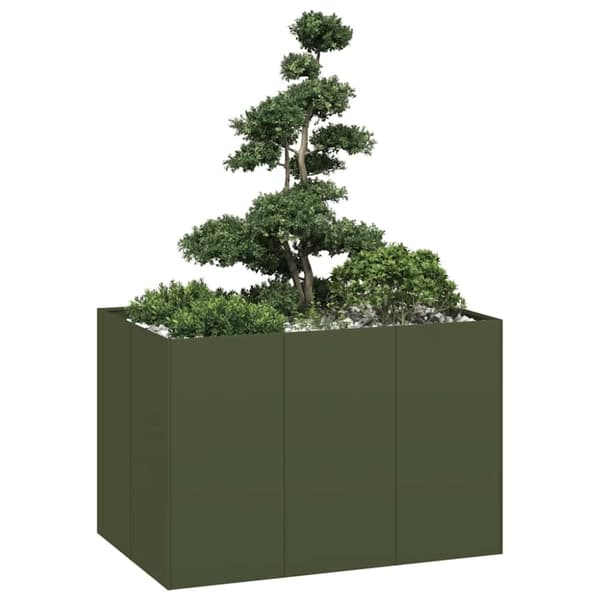 vidaXL plantekasse 120x80x80 cm stål olivengrøn