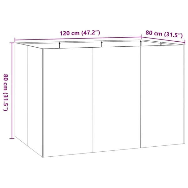 vidaXL plantekasse 120x80x80 cm galvaniseret stål