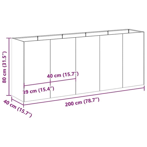 vidaXL plantekasse rustfarvet 200x40x80 cm forvitringsstål