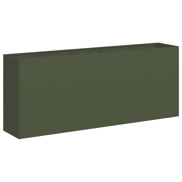 vidaXL plantekasse olivengrøn 200x40x80 cm koldvalset stål