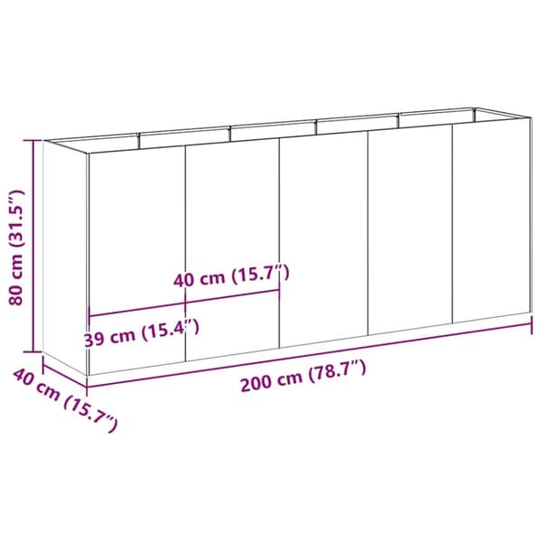 vidaXL Plantekasse svart 200x40x80 cm kaldvalset stål