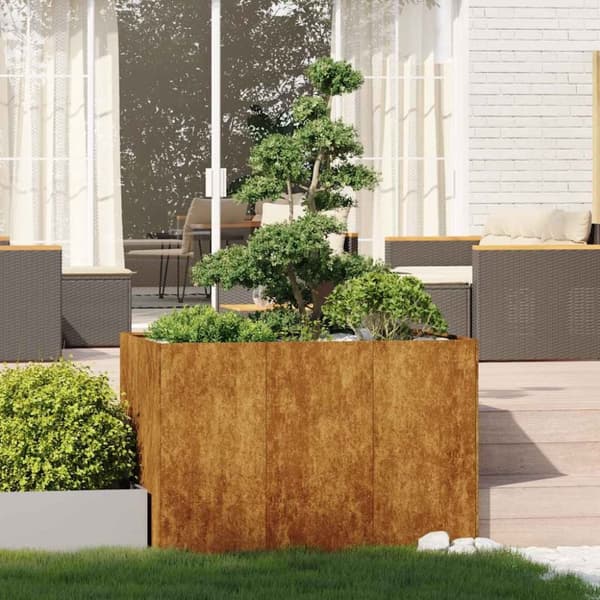 vidaXL Planteringskärl rostig 120x80x80 cm väderbeständigt stål