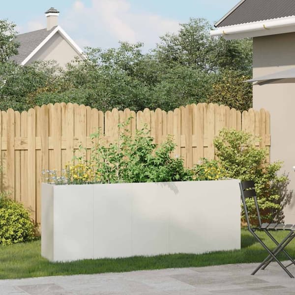 vidaXL plantekasse hvid 200x40x80 cm koldvalset stål