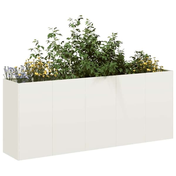 vidaXL plantekasse hvid 200x40x80 cm koldvalset stål