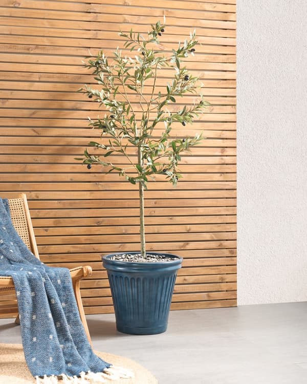 Blomkruka Blå Polyresin ⌀ 43 cm Rund Glasyrfinish Inomhus- och Utomhusbruk