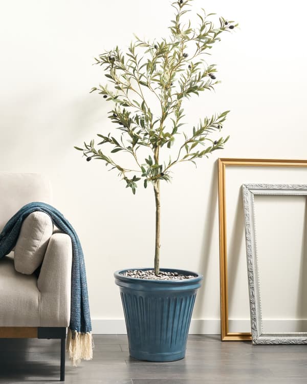 Blomkruka Blå Polyresin ⌀ 43 cm Rund Glasyrfinish Inomhus- och Utomhusbruk