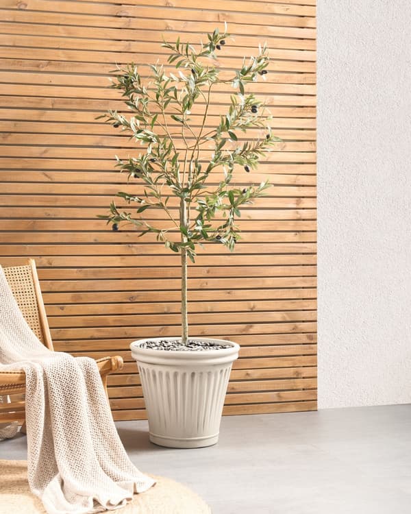 Blomkruka Ljusbeige Polyresin ⌀ 43 cm Rund Glasyrfinish Inomhus- och Utomhusbruk