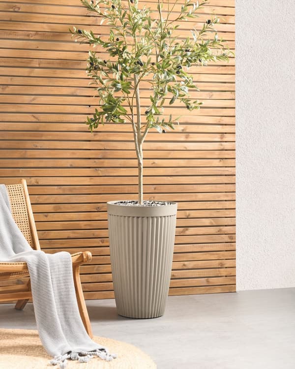 Blomsterpotte Beige Stenblanding Polyresin ⌀ 39 cm Høy Matt Matt Innendørs og Utendørs Bruk