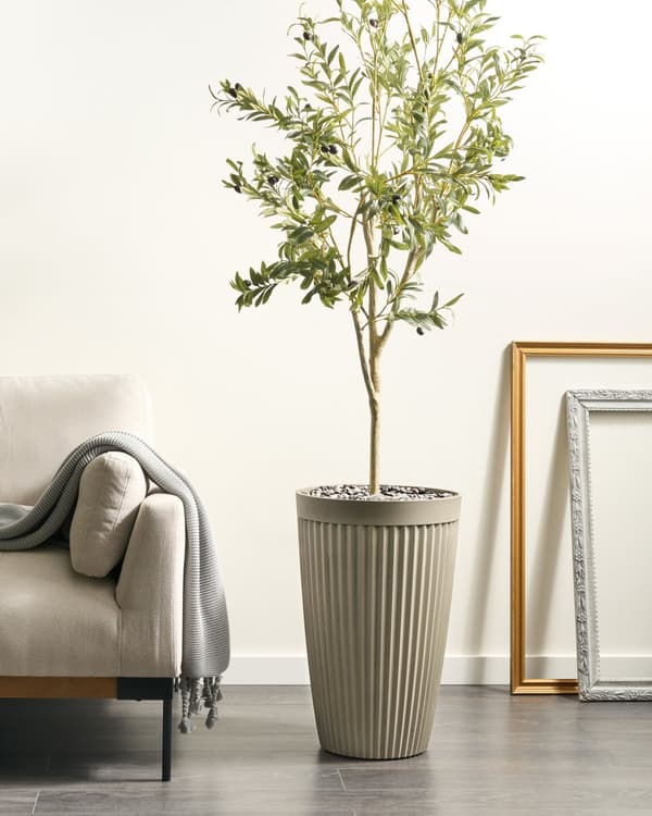 Blomsterpotte Beige Stenblanding Polyresin ⌀ 39 cm Høy Matt Matt Innendørs og Utendørs Bruk