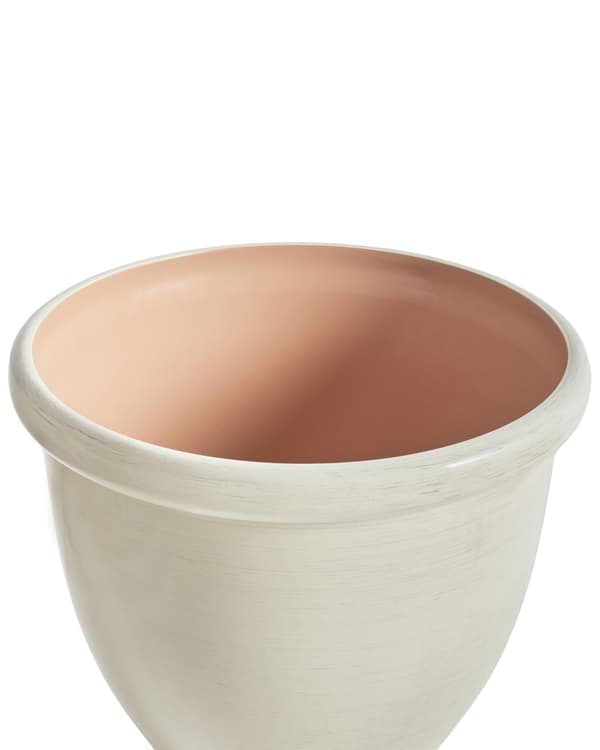 Blomsterpotte Lys beige Steinblanding Polyresin ø 49 cm Ensfarget Matt finish Værbestandig Rund form Krukke Hage