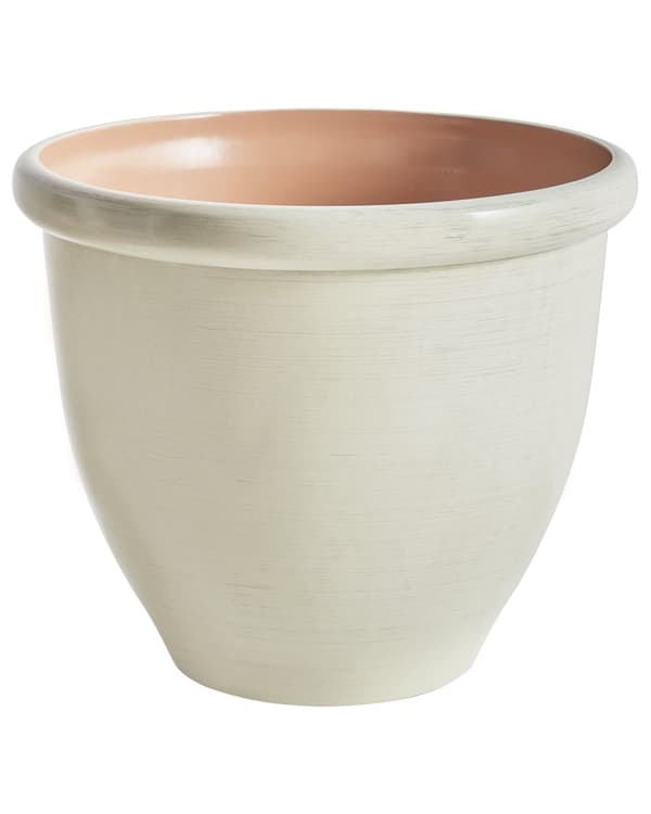 Blomsterpotte Lys beige Steinblanding Polyresin ø 49 cm Ensfarget Matt finish Værbestandig Rund form Krukke Hage