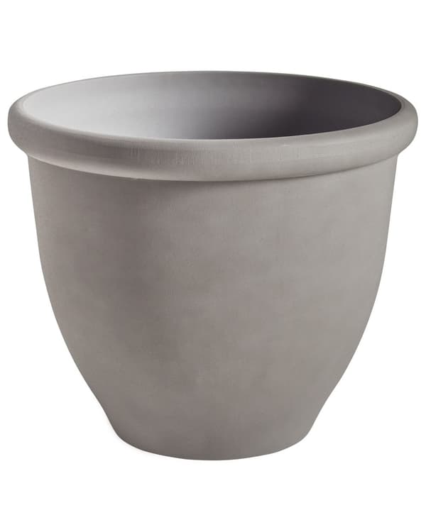 Blomsterpotte Grå Steinblanding Polyresin ø 49 cm Ensfarget Matt finish Værbestandig Rund form Krukke Hage