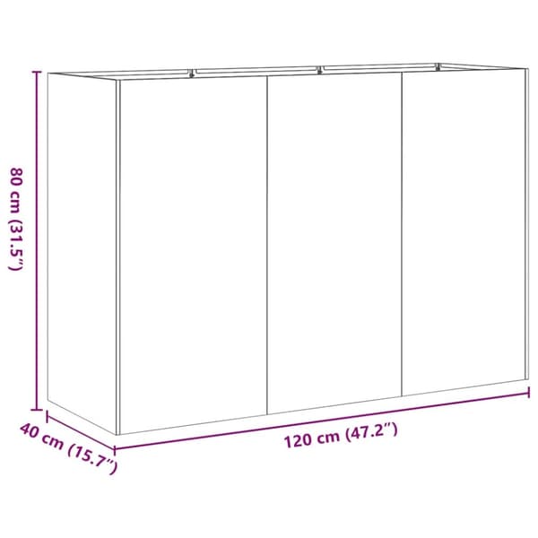 vidaXL plantekasse 120x40x80 cm koldvalset stål sort