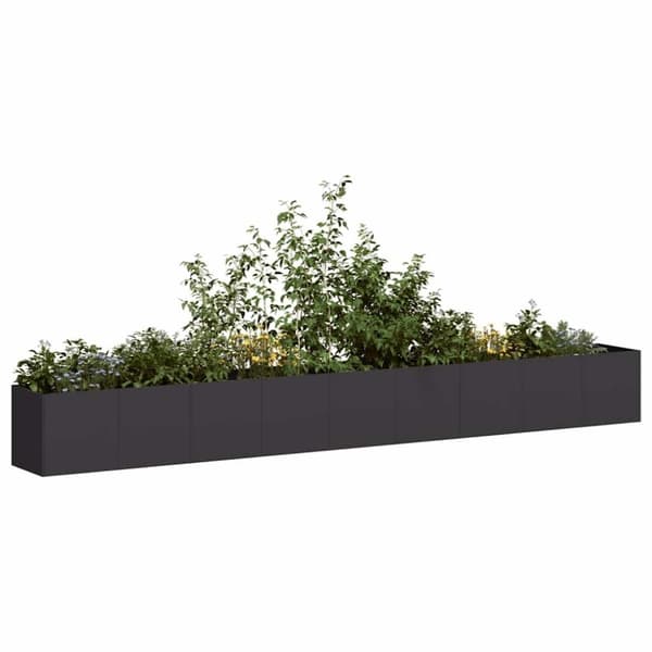 vidaXL Kukkalaatikko musta 360x40x40 cm kylmävalssattu teräs