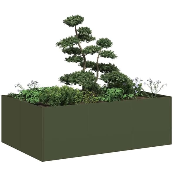 vidaXL Kukkalaatikko oliivinvihreä 120x80x40 cm teräs