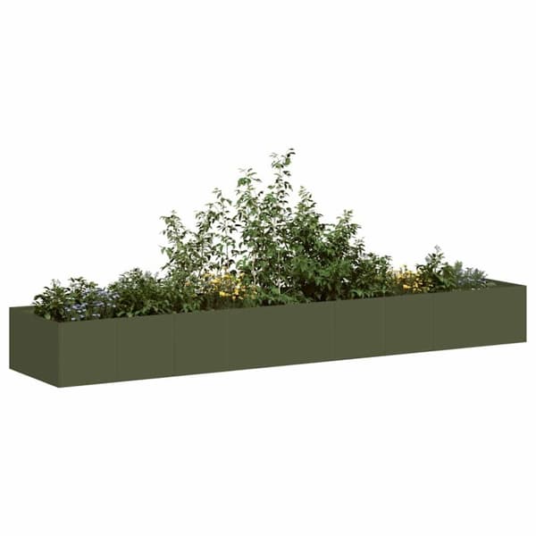 vidaXL plantekasse 360x80x40 cm stål olivengrøn