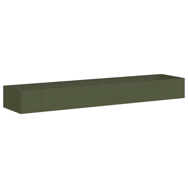 vidaXL plantekasse 360x80x40 cm stål olivengrøn