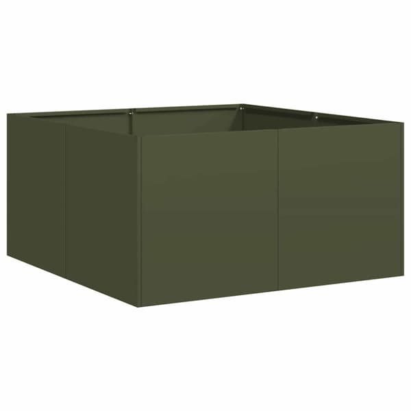 vidaXL Kukkalaatikko oliivinvihreä 80x80x40 cm kylmävalssattu teräs