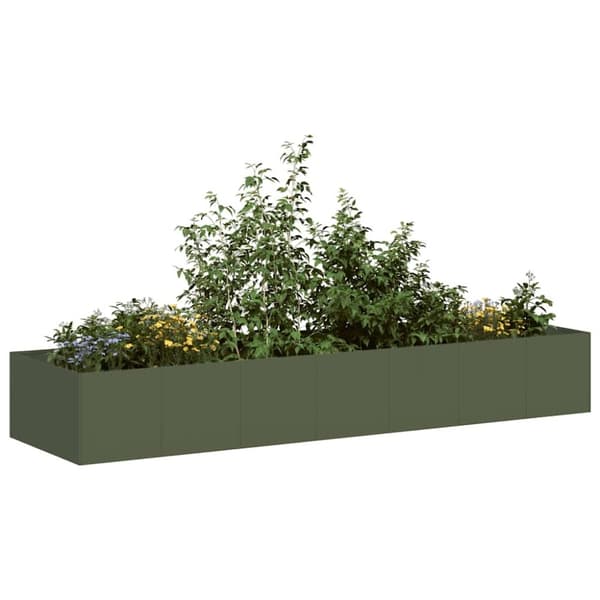 vidaXL plantekasse 280x80x40 cm stål olivengrøn
